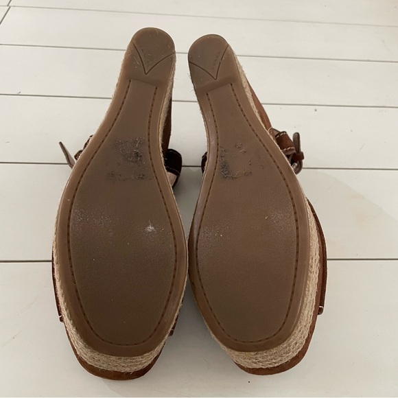 PRADA 3XZ170 Suede Platform Wedge Sandals Brown Espadrille Ankle Strap Size 36.5 - Picture 6 of 8